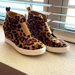 Leopard Zip Wedge Booties